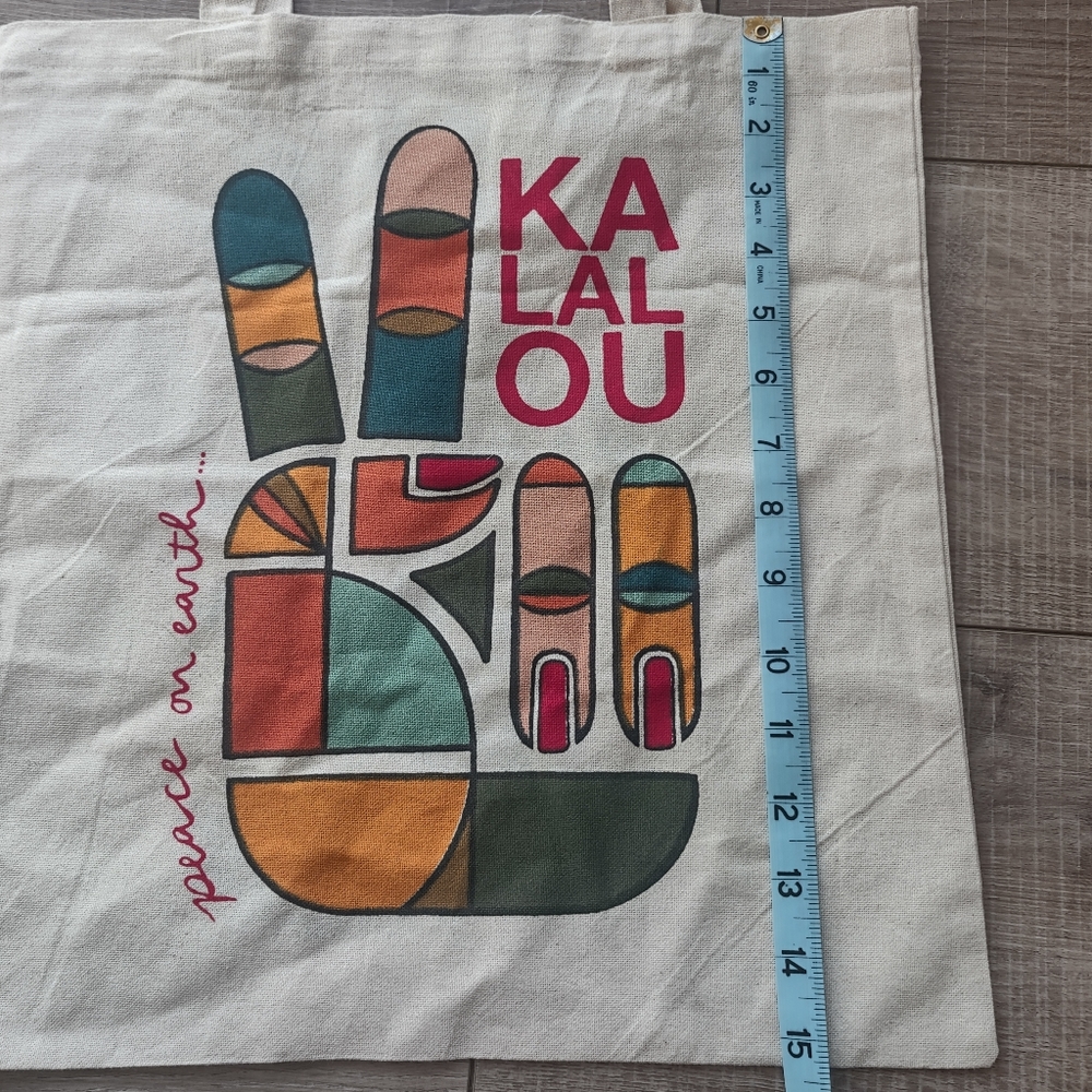 NWOT Kalalou Peace on Earth Canvas Tote Bag - Picture 4 of 4